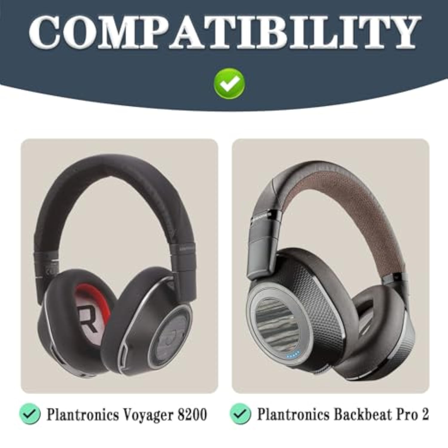Replacement Earpads Compatible With Plantronics Voyager 8200 Uc/Plantronics Backbeat Pro2 Headphone, Headphone Ear Pads Ear Cushions, Ear Cups Cover Repair Parts-Black