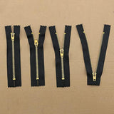 Metal Zipper 4Pcs 4Inch Gold Brass Metal Heavy Duty Zips Close End Zip