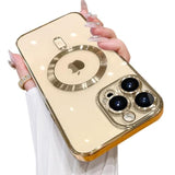 OOK Magnetic Case Made for iPhone 14 Pro Max (6.7 Inch) [Built-in Camera Lens Protector] [Compatible with MagSafe] Soft TPU Anti-Scratch Shockproof Protective Slim Clear Case for Women Men - Gold