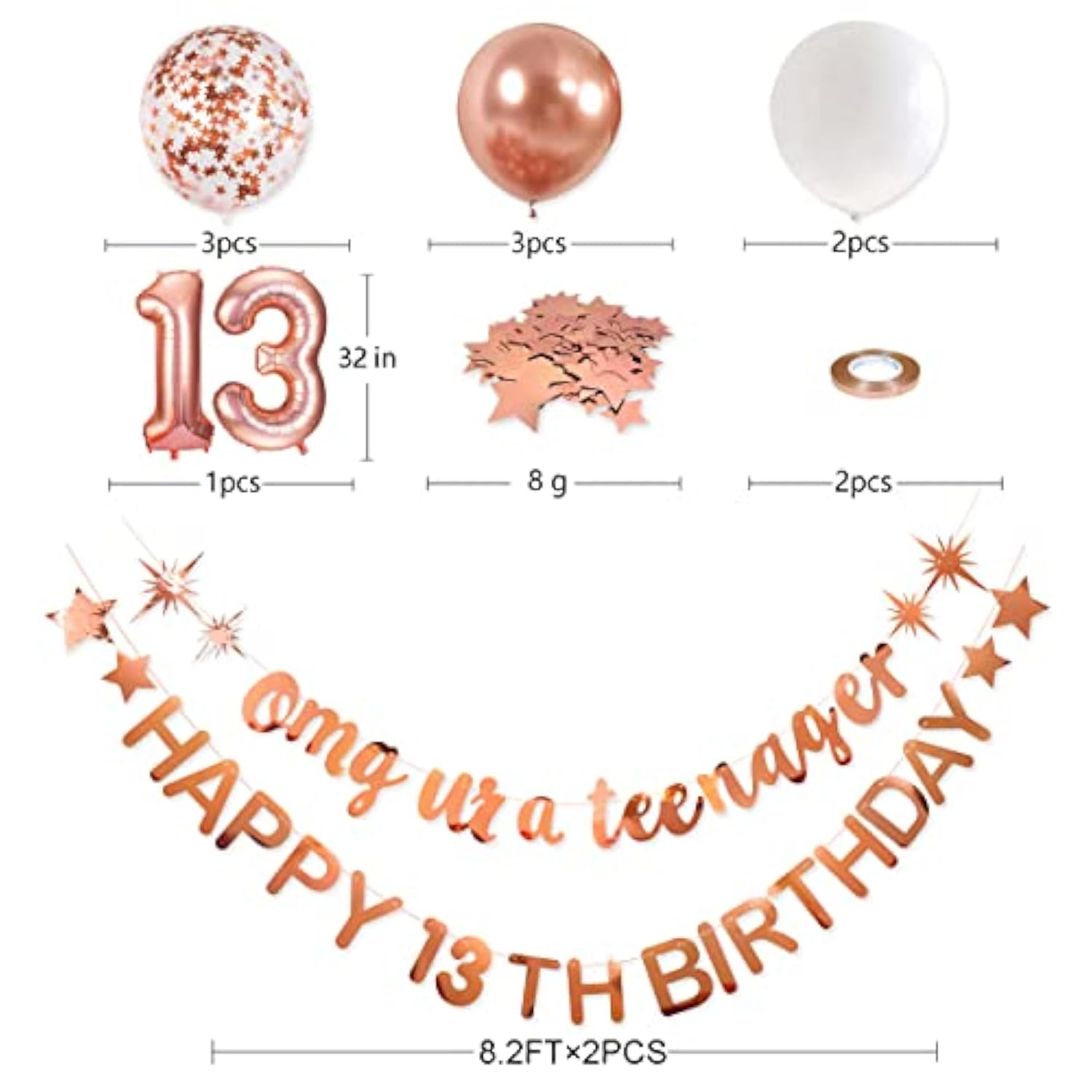 Rose Gold Omg Ur A Teenager Happy 13Th Birthday Banner Garland Foil Balloon 13 For 13 Birthday Decorations Official Teenager 13Th Birthday Decor For Teen Girls 13 Year Old Birthday Party Supplies