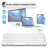 Wireless Bluetooth Keyboard - Hexagon Keycap Portable Ultra-Slim Rechargeable Compact Keyboards Compatible With Mac, Iphone, Ipad(White)