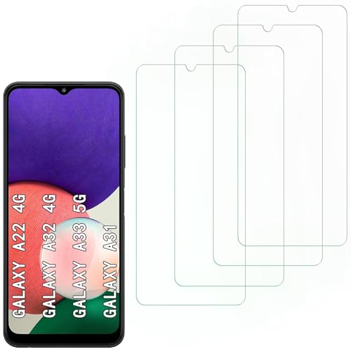 [4 Pack] Screen Protector Compatible with  Galaxy A22 4G/Galaxy A33 5G/A32 4G/A31,Scratch Resistant,Easy-Install,Bubble