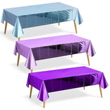3 Pieces Light Blue & Dark Purple & Light Purple Foil Tablecloth 54*72Inch Plastic Birthday Party Table Cloths Disposable Waterproof Table Cover For Christmas Wedding Graduation Party Supplies