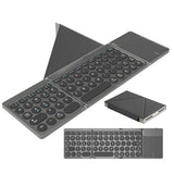 Foldable Bluetooth Keyboard Portable Wireless Keyboard With Pu Leather Cover Touchpad, Pocket-Sized Travel Keyboards For Ipad Tablet Laptop Ios Android Smartphone Pc Windows