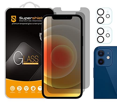(2 Pack) (Privacy) Anti Spy Screen Protector Designed for  iPhone 12 (6.1 inch) + Camera Lens [Tempered Glass] Anti Scratch, Bubble Free