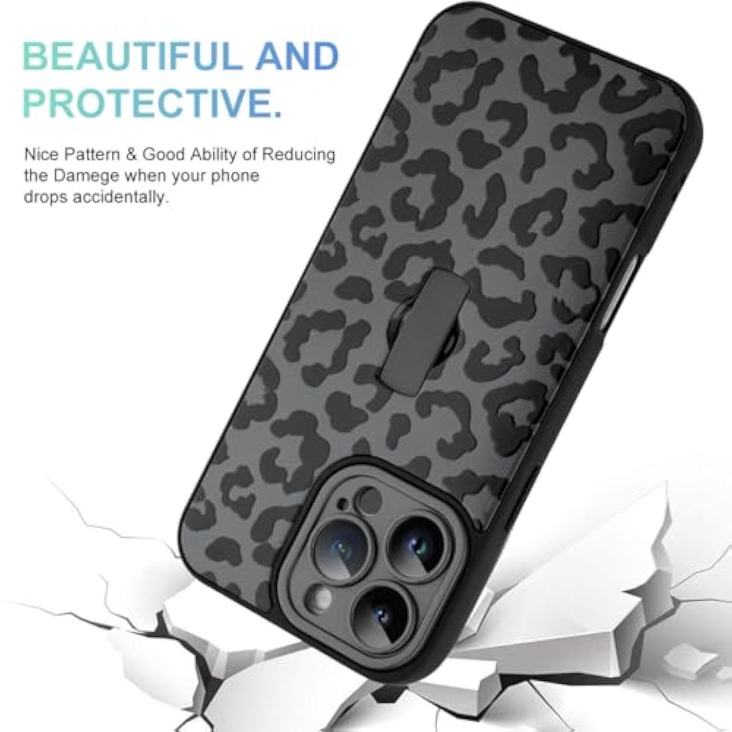 Compatible With Iphone 16 Pro Max Case With Finger Strap, Cheetah Print Shockproof Soft Tpu Protective Cover For Women Girls, Slim Anti Scratch Case For Iphone 16 Pro Max 6.9 Inch, Black