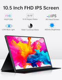Small Portable Monitor 10.5" 1920X1280 Fhd 400Nits Eye Care Mini Travel Monitor W/Smart Cover & Speaker, Hdr Portable Gaming Display, Usb C Hdmi External Screen For Laptop Switch, Ps5/4