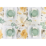 32 Pieces Crystal Design Plastic Plates Combo Pack 7 Inch And 10 Inch Gold Rim Elegant Disposable Plates, Transparent Green