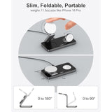 Foldable 3 In 1 Wireless Charging Station For Apple Compatible With Magsafe Charger Stand,Magnetic Wireless Charger Station For Iphone 16 15 14 13 12 Series,Airpods Pro,Apple Watch(Black)