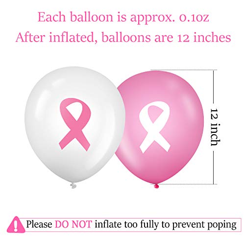 100 Pcs Breast Cancer Awareness Balloons 12 Inch, Pink, White