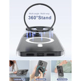 Ewa Magone 3Rd Gen [Compatible With Magsafe] Phone Grip Stand With Finger Strap, Removable Magnetic Ring Holder Kickstand Loop For 16,15, 14, 13, 12 Series-(Black)