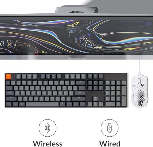 K10 Wireless Mechanical Gaming Keyboard, Hot-Swappable 104 Keys Full Size Gateron G Pro Brown Switch, White Led Backlight Usb-C Wired Bluetooth Professional Office Keyboard For Mac/Windows