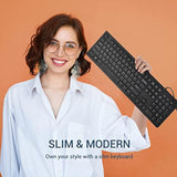 Wired Keyboard, Ultra-Thin Usb Wired Computer Keyboard, Low-Profile Keys, Spill-Resistant, Multimedia Keys, Compatible With Windows, Mac, Chrome, Linux, And Android-Black