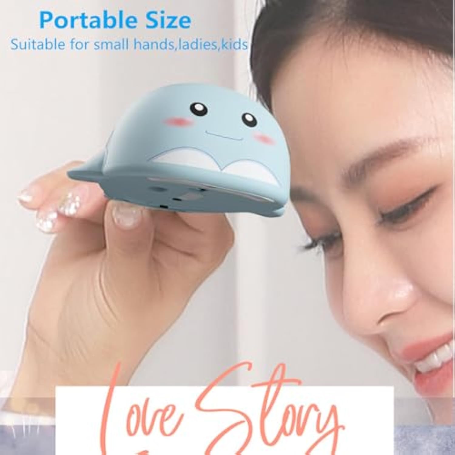 2.4G Wireless Cute Mouse, Dolphin Cartoon Animal Kawaii Mouse, Lightweight Soundless Mouse, Portable 3 Levels Dpi Mice With Usb Receiver, For Pc Laptop Computer(Blue)