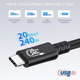 Cable Matters [USB-IF Certified] 20Gbps USB4 Cable with Side Screw Lock 6.6ft, Up to [8K@30Hz / 4K@120Hz Video, 240W Charging, 20Gbps Data Transfer] USB C Cable with Screw Lock/USB C Locking Cable