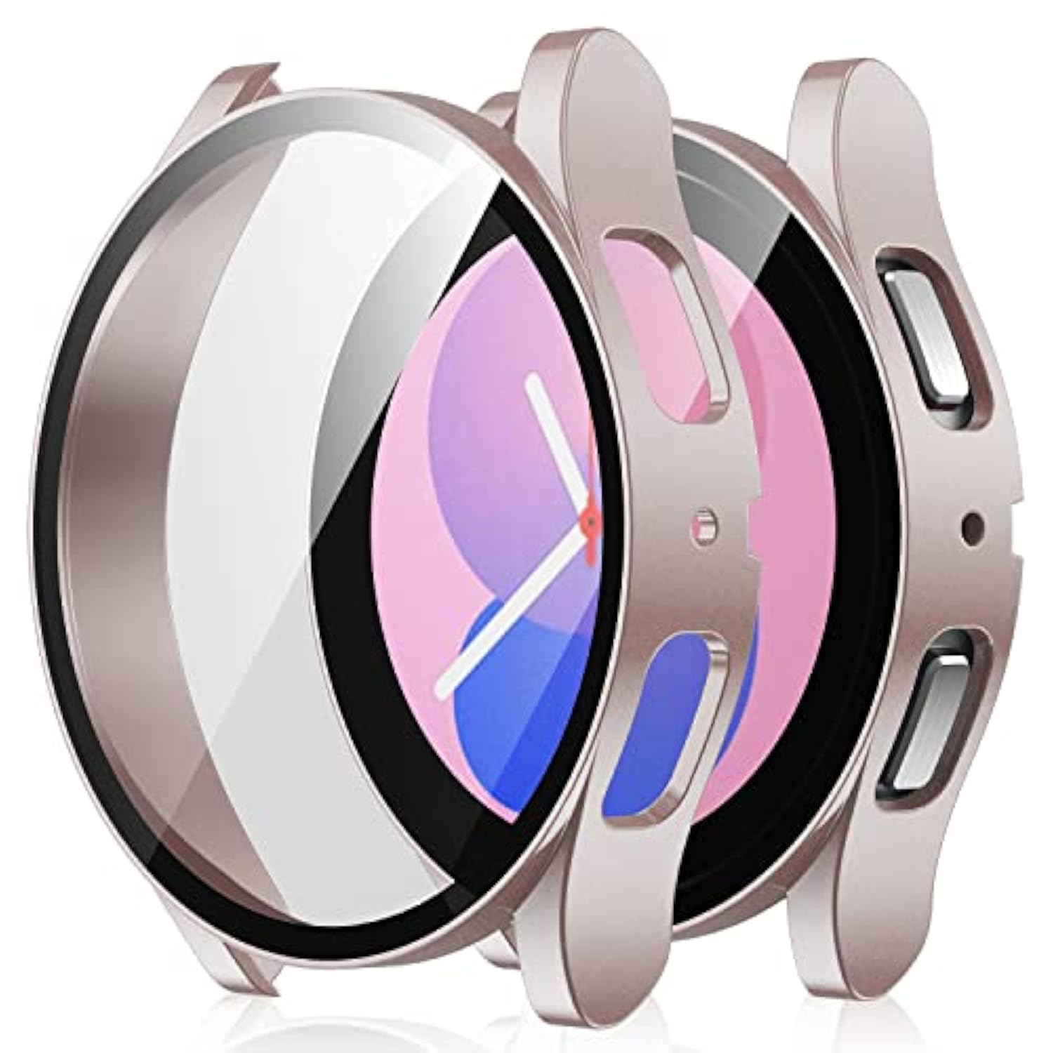 2 Pack Screen Protector Case Compatible With Samsung Galaxy Watch 5/Galaxy Watch 4 Case 40Mm, With Built-In Screen Protector Hard Pc Ultra Thin Anti-Scratch Protective Cover (Rose Gold/Clear)