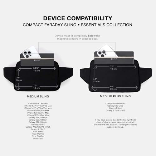 SLNT Compact Carry Faraday Sling Bag - RFID Blocking Crossbody Bag with Signal Blocking Phone Sleeve & EMF-Reducing Pocket for Travel & Everyday