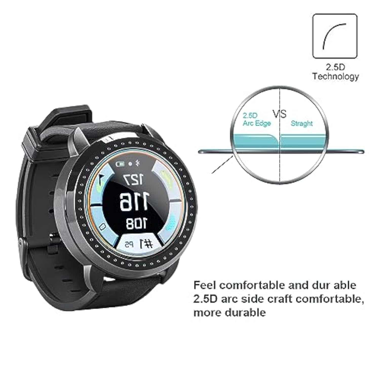 Compatible For Bushnell Ion Elite Watch Screen Protector, 9H Anti-Scratch Tempered Glass Protective Film For Ion Elite Black Golf Gps Watch [ 3Pcs ]