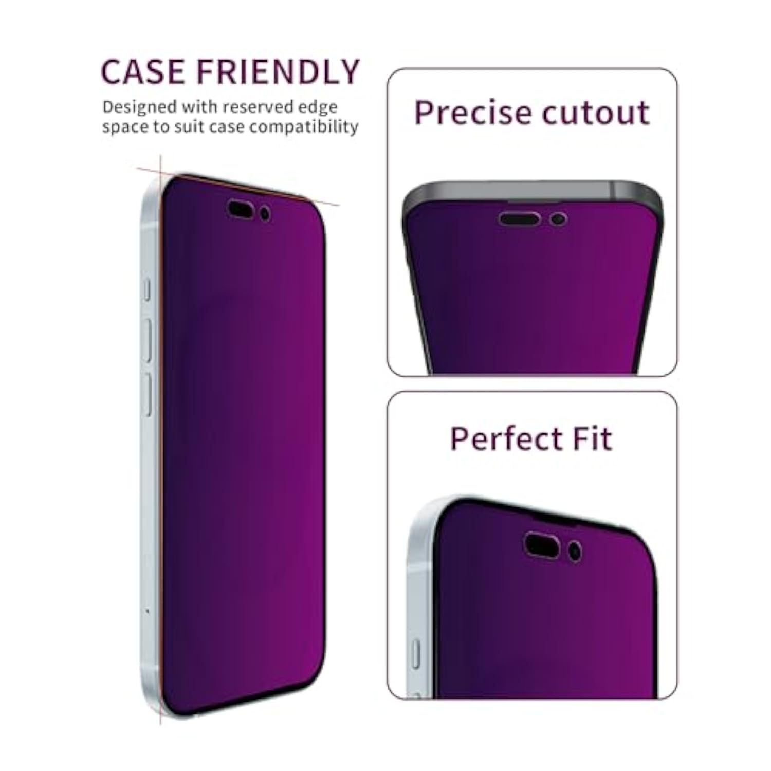 2 Pack Privacy Screen Protector For Iphone 15 Pro Max Tempered Glass For 15 Promax 6.7Inch Private Saver Anti-Spy Anti-Blue Light Eye Protection Anti-Scratch Full Coverage