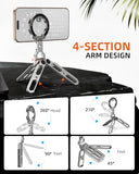 Magnetic Aluminum Phone Tripod Holder Mount Stand Handle with 1/4" Srcew & Cold Shoe & Arca-Swiss,Mini Pocket Foldable Cell Phone Stand,Compatible