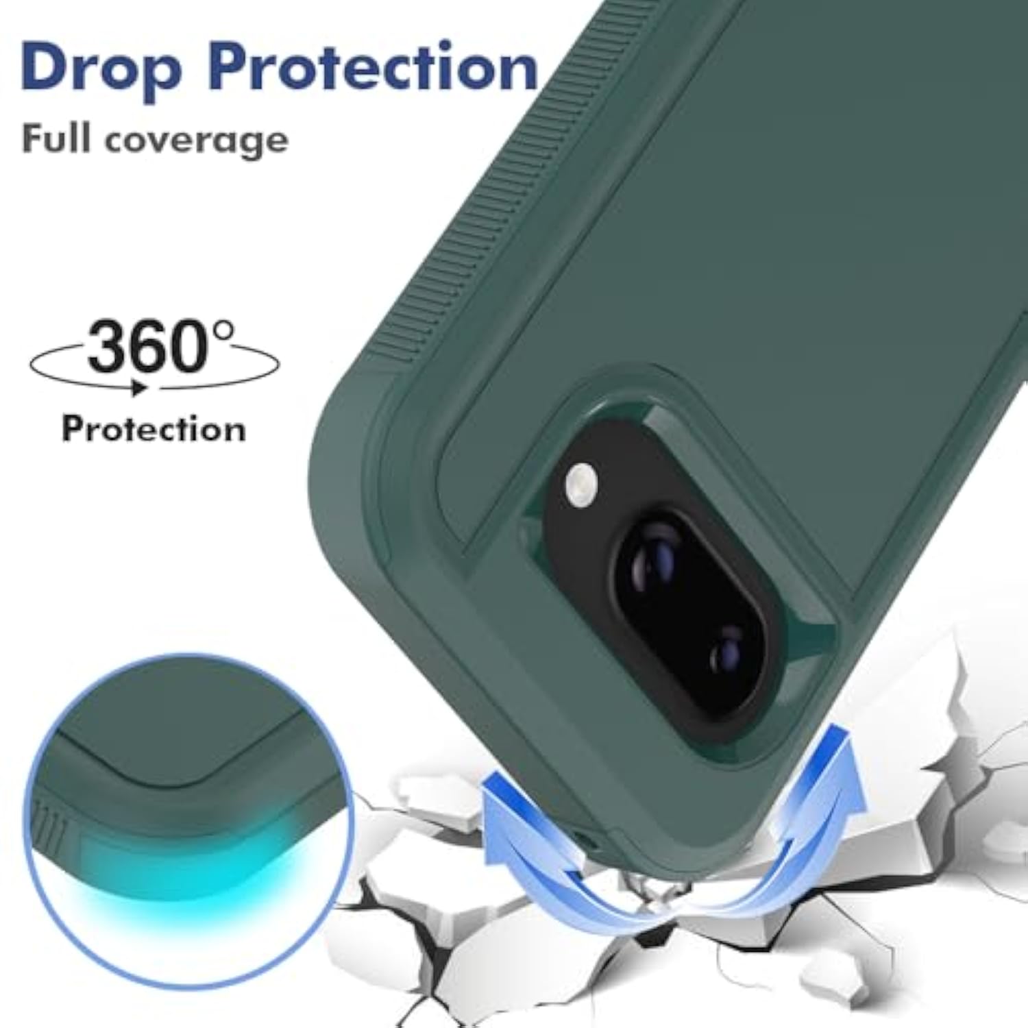 For Pixel 9A Case, [Military Grade Drop Tested] With Hd Screen Protector, Dual Layer Protective Heavy Duty Cell Phone Cover Non-Slip Shockproof Rugged Case For Google Pixel 9A (Dark Green)