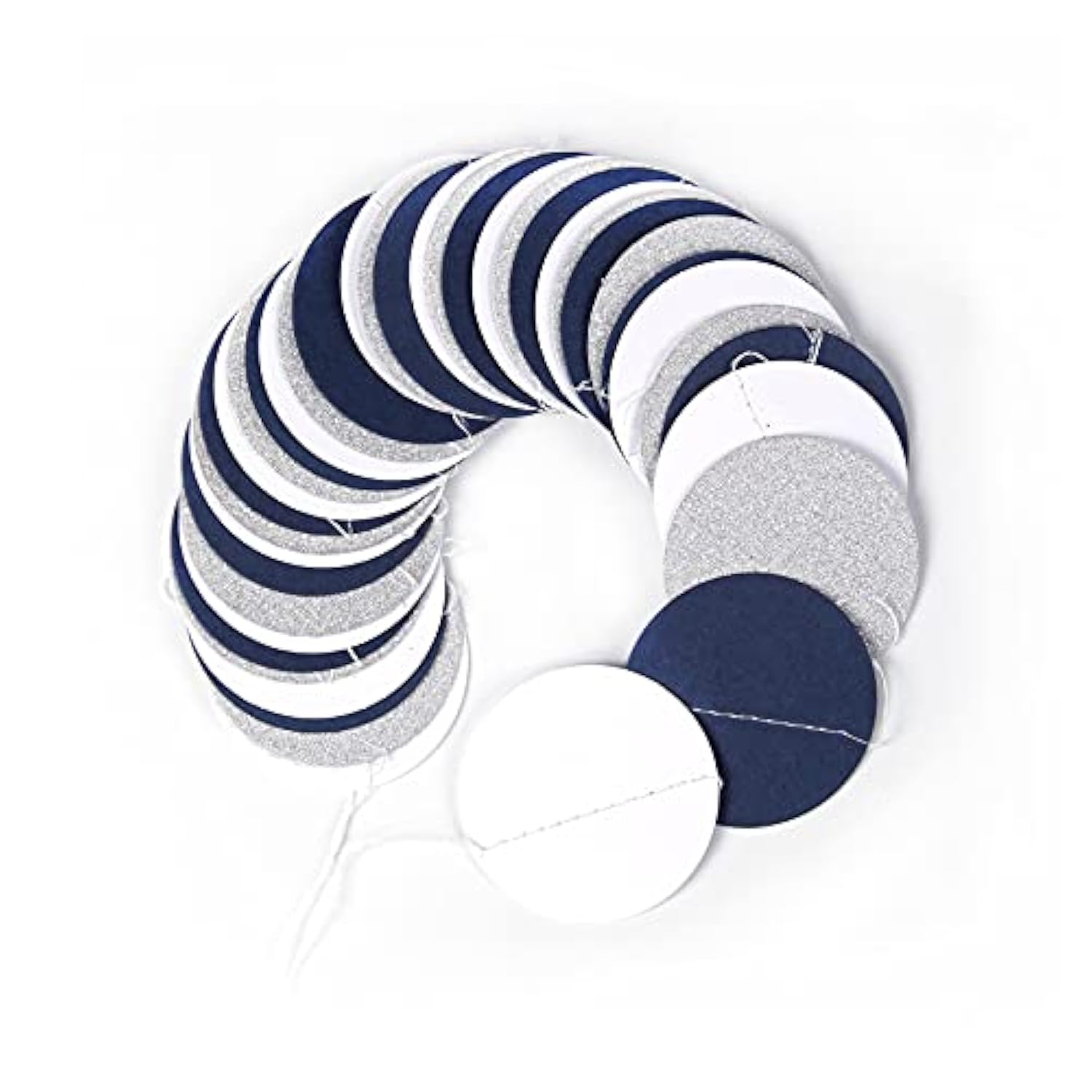 Navy Blue White Silver Paper Garland,52Ft Gender Reveal Hanging Decoration Streamer Banner,Graduation Engagement Christmas Wedding Birthday Party Backdrop Bunting