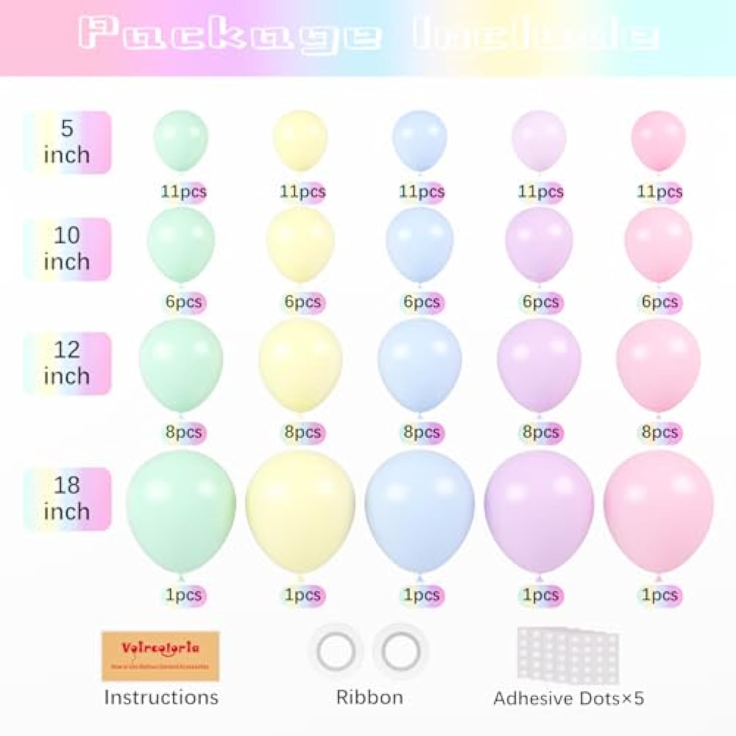 130pcs Pastel Balloon Garland Kit – Macaron Latex Balloons for Parties & Celebrations