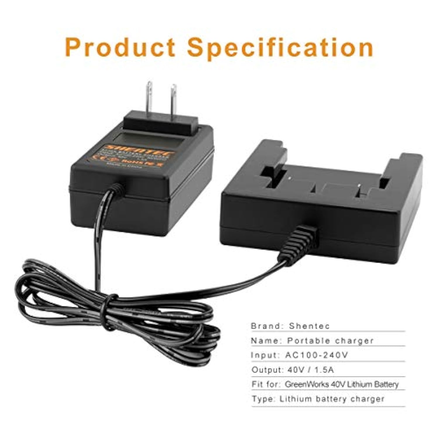 40V Li-Ion Charger 29482 Compatible With Greenworks 29462 29472 Slide-In Style Battery For Greenworks 40V G-Max Tools 29252 20202 22262 (Not For Ni-Mh/Ni-Cd Battery)