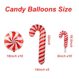 Red Candy Cane Foil Mylar Balloons for Christmas & New Year Party Decor