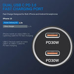 Usb C Fast Car Charger For Iphone 16 15 Pro Max, Samsung Galaxy S25/S24/S23/S22/S21/S20 Z Flip 6 5 A54 A53 A13,Google Pixel 9 Pro 8A 8 7A 7 6 6A 5 4Xl 3,60W 2-Port Type C Car Adapter+Usb C To C Cable