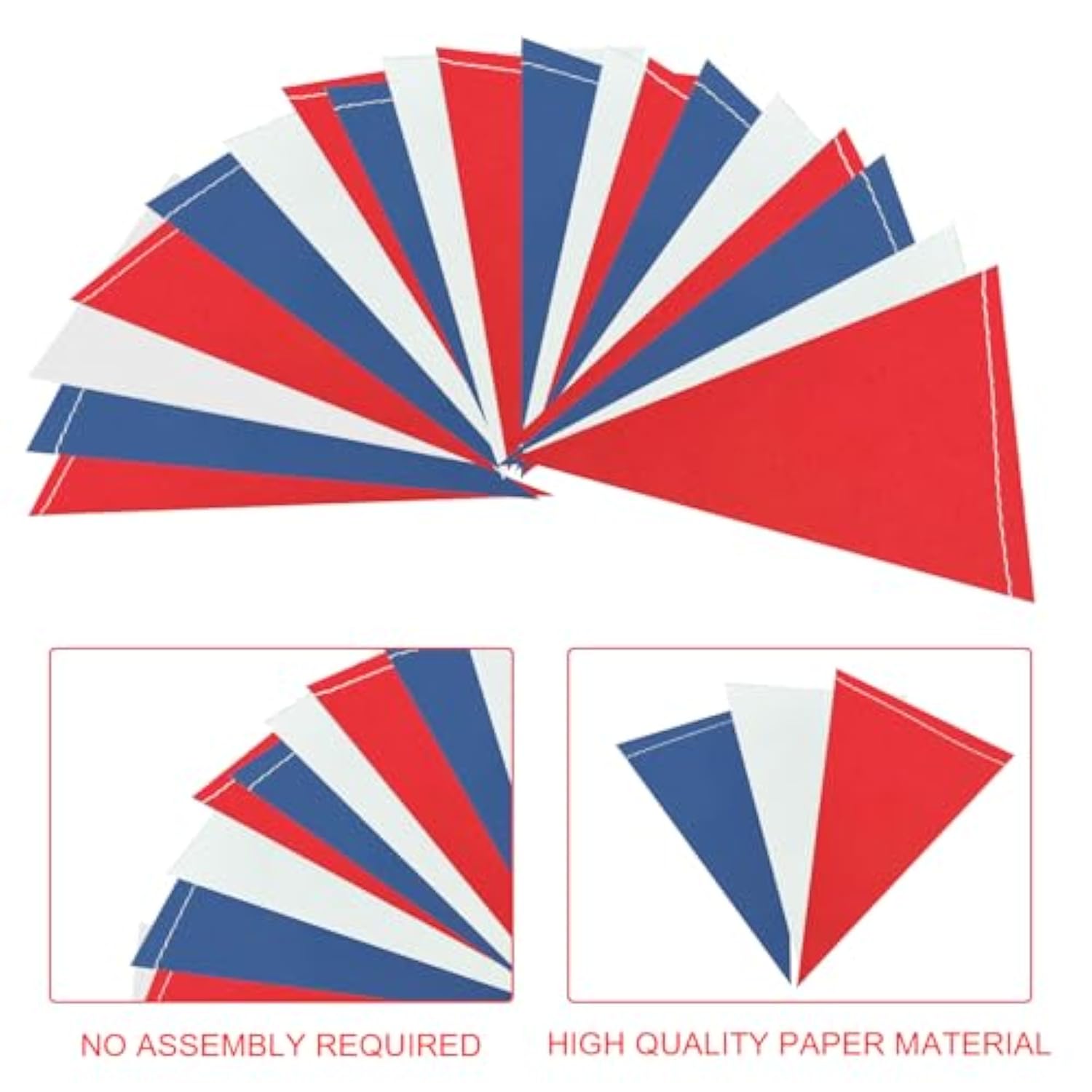 40 Feet 104 Pcs Red White Blue Banner Patriotic Party Decorations Paper Pennant Triangle Flag Bunting Garlands For 4Th Of July Independence Day Graduation Party Decoration Supplies