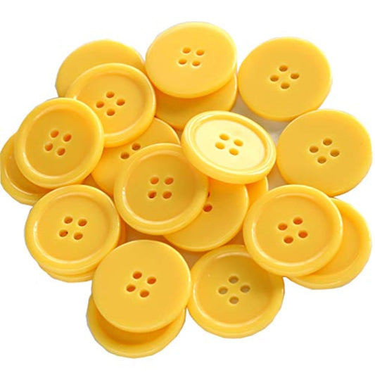 1 Inch (25Mm) Yellow Buttons Sewing Flatback Button For Sewing Or Diy