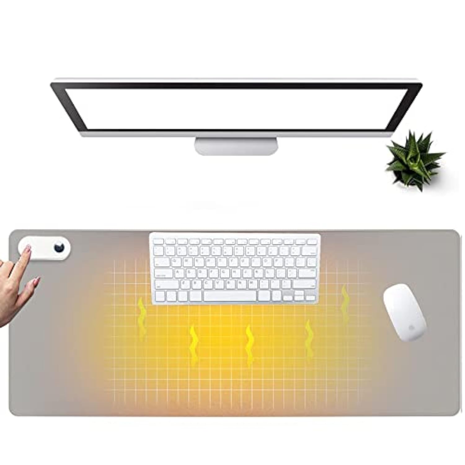 Warm Desk Pad, Heated Mouse Pad, Keyboard Mat, Electric Heating Desk Pad With 5 Heating Levels & 3 Hours Auto Shut-Off, Pu Leather Office Desk Mat, 31.5" X 13" Large (Grey)