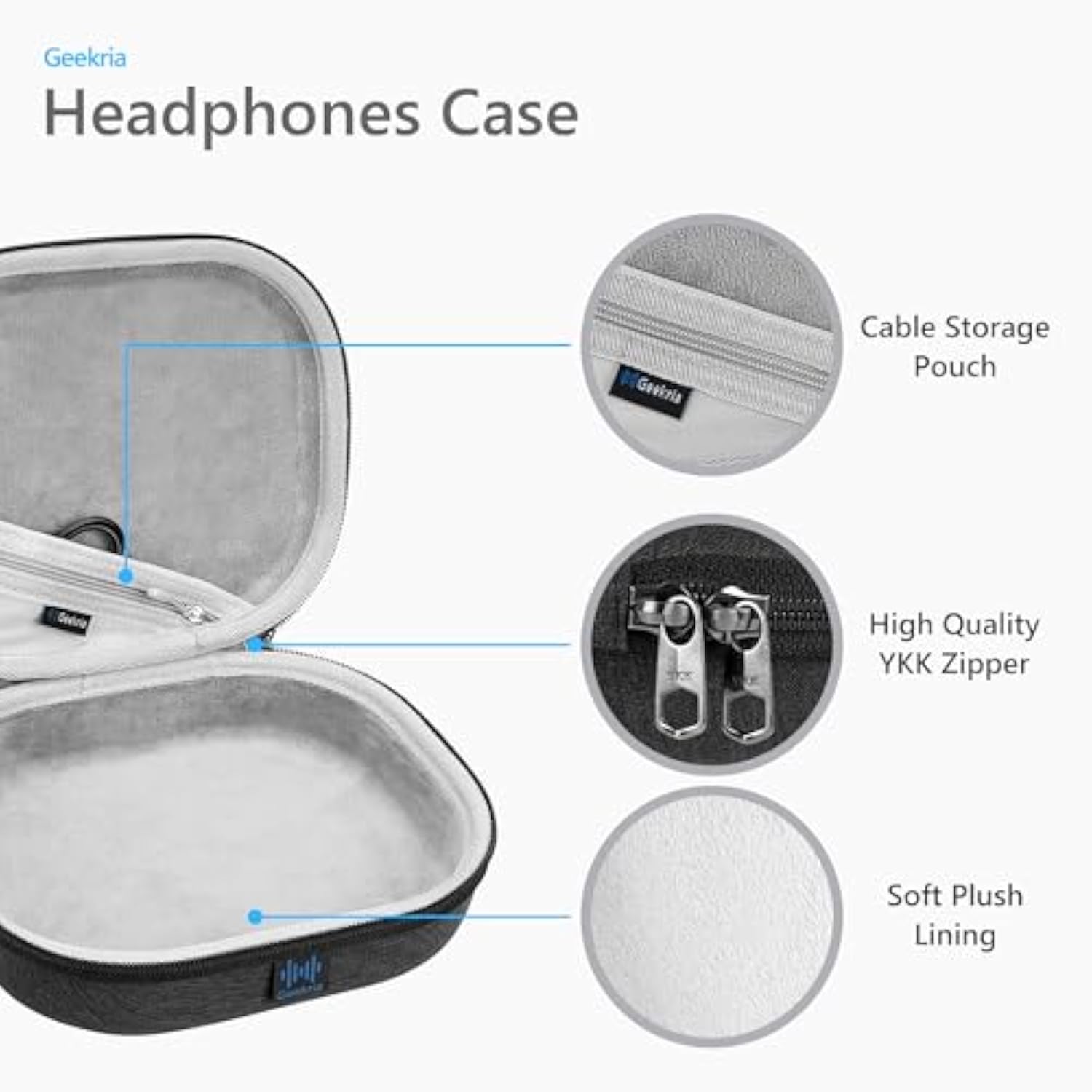 Geekria Shield Headphones Case Compatible with Bose QC Ultra/45 II/35 II Gaming Headset, Replacement Hard Shell Travel Carrying Bag with Cable Storage (Dark Grey)