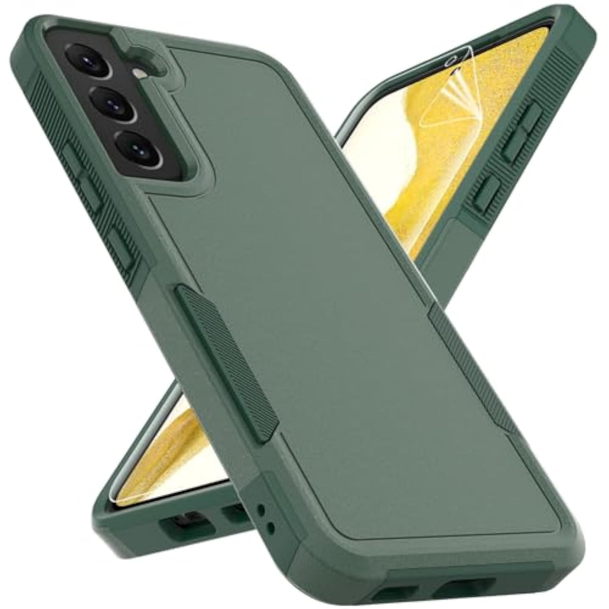For Samsung Galaxy S22 Plus Case: Dual Layer Protective Heavy Duty Cell Phone Cover Shockproof Rugged With Screen Protector - Military Protection Bumper Tough - Samsung Galaxy S22+ 2022, Dark Green