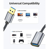 5Gbps Usb 3.0 Extension Cable, 1Ft Usb A Male To Female Extender Cord, Braided High Data Transfer Compatible With Xbox, Hard Drive, Webcam, Usb Keyboard, Mouse, Flash Drive, Oculus Vr
