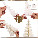 8PCS Paper Christmas Tree, Neutral Christmas Honeycomb Centerpieces, 3D Minimalist Paper Trees Table Decorations for Home Xmas Holiday Party Decor(Gray, Brown, White, Green)