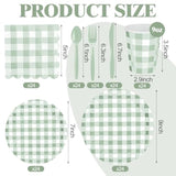 168-Piece Sage Green Gingham Party Supplies Set - Plates, Cups, Cutlery for 24