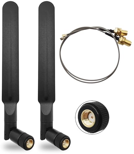 Wifi 6E Antenna Tri-Band 6Ghz 5Ghz 2.4Ghz Rp-Sma Male + 10In U.Fl To Rpsma Female Extension Cable For Mini Pcie Slot Wifi Cards 2 Pcs