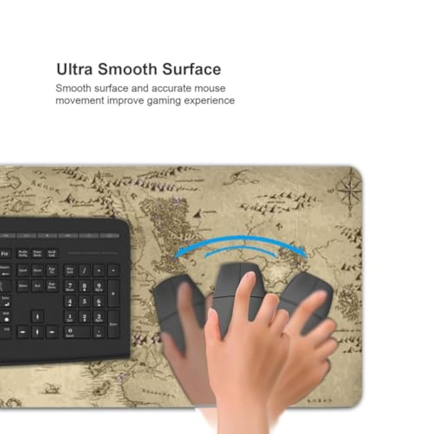 Gaming Mouse Pad Xxl,Extended Large Mouse Mat Desk Pad 35X15In,Stitched Edges Non Slip Mousepad For Computer,Office,Keyboard And Laptop-Retro Earth Map