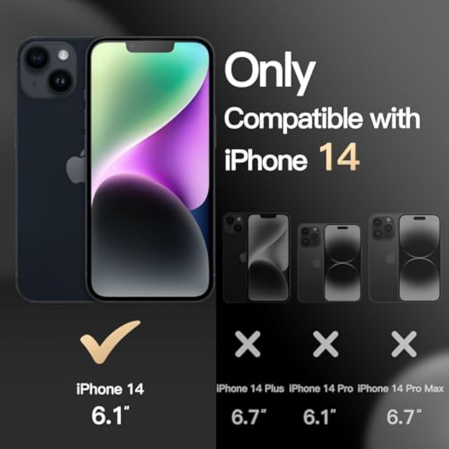 JETech Case for iPhone 14 6.1-Inch, Heavy Duty Dual-Layer Rugged Protection, Shockproof Protective Tough Phone Cover with Matte Back (Black)