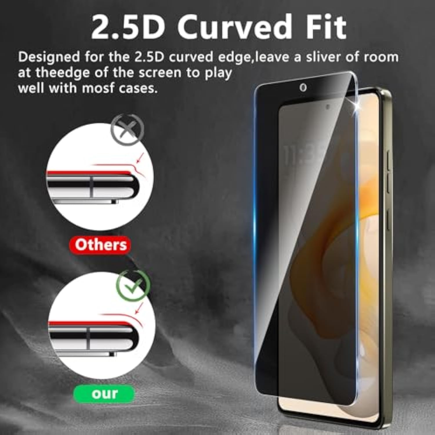 3 Pack Privacy Screen Protector Designed For Motorola Moto G Stylus 5G 2024,Full Coverage Anti-Spy Tempered Glass Film,9H Hardness,Anti-Fingerprint,Bubble Free,Easy To Install