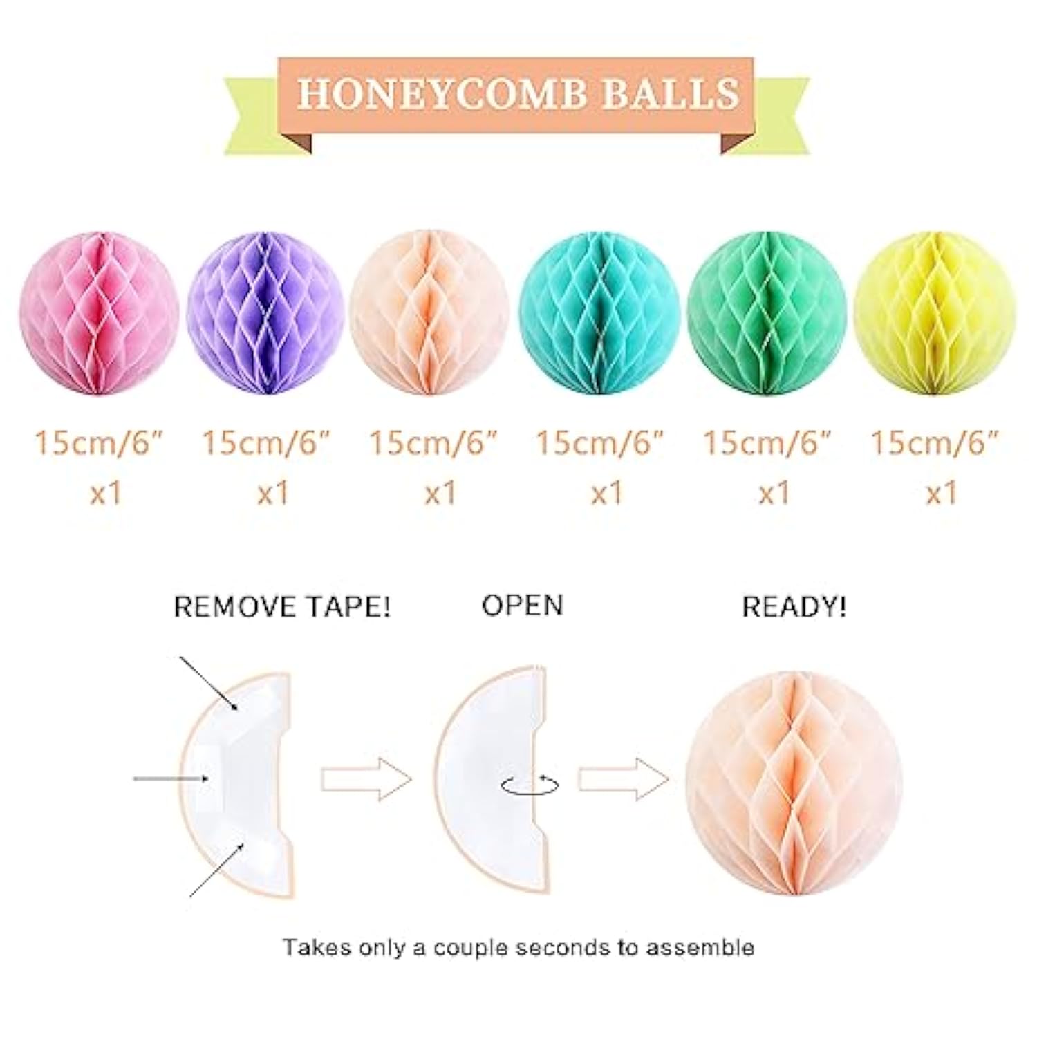 17pcs Pastel Birthday Decorations Kit with Banner, Garland, Swirls & Honeycomb Balls