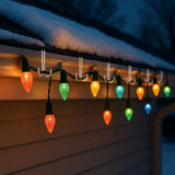The 50 Pcs Christmas Gutter Light Clips Outdoor Metal Hanging Gutter Hooks Weatherproof Christmas String Light Hangers For Holiday Halloween Xmas Decoration