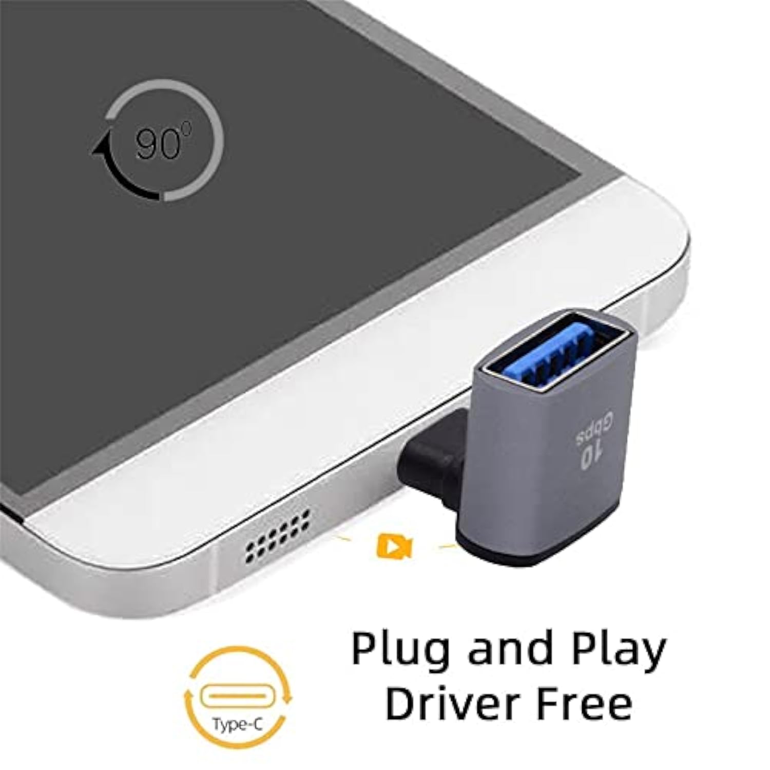 Up Down Angled Usb-C Type-C To Usb 3.0 Female Otg Adapter 90 Degree For Laptop Tablet Phone