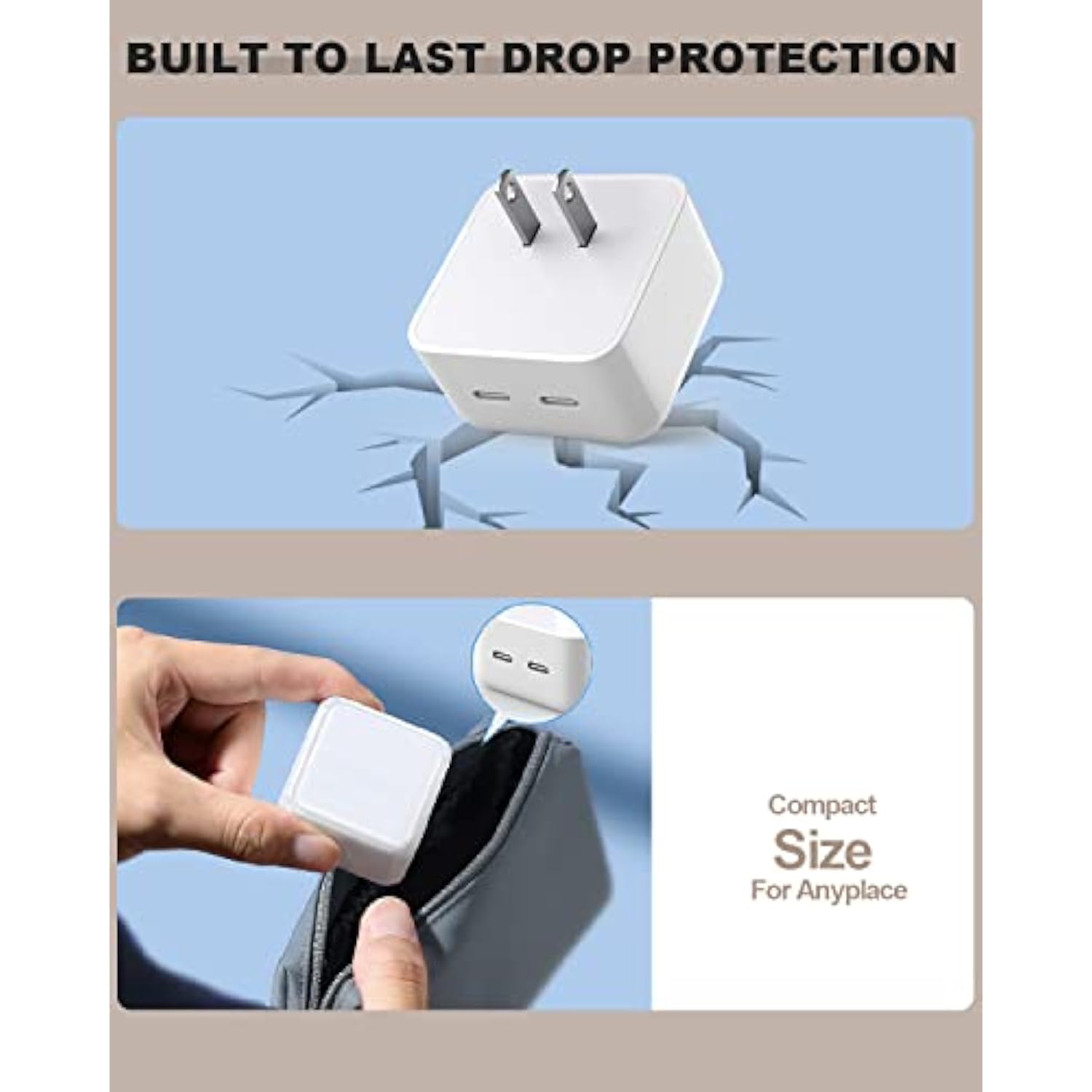 Iphone Fast Charger, 40W Dual Usb-C Quick Wall Charger 10Ft Charging 2Pack 10Ft Extra Long Lightning Cable+Double Port Foldable Usbc Iphone Charger Fast Charging For Iphone 14/13/12/11/Xr/Xs/Se/Ipad