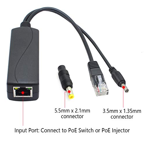 4-Pack 5V Poe Splitter, 48V To 5V 2.4A Adapter, Plug 3.5Mm X 1.35Mm, 5.5Mm X 2.1Mm Connector, Ieee 802.3Af Compliant, For Ip Camera And More