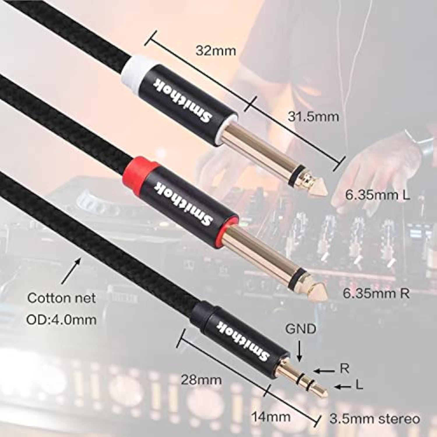 2Pack 3.3Ft 3.5Mm Trs To Dual 6.35Mm Stereo Cable 1/8 Trs To Dual 6.35Mm 1/4 Ts Mono Y Splitter Audio Cord Adapter For Smartphone, Mixer,Pc, Cd Player, Speakers And Home Stereo System