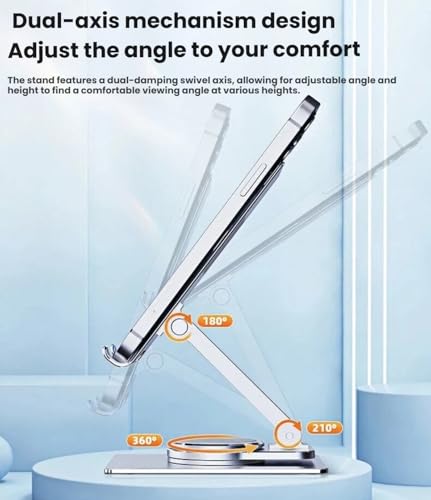 Aluminum Cell Phone & Tablet Stand for Desk,360° Rotating Foldable Mobile Stand,Home Office Desk Accessories Gifts for iPhone 17 16 15 14 Pro Max,