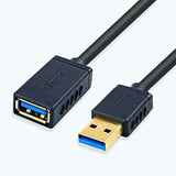 DTECH Gold Plated USB 3.0 Extension Cable 3 Feet Type A Male to Female Port Cord (Black, 1-Meter)